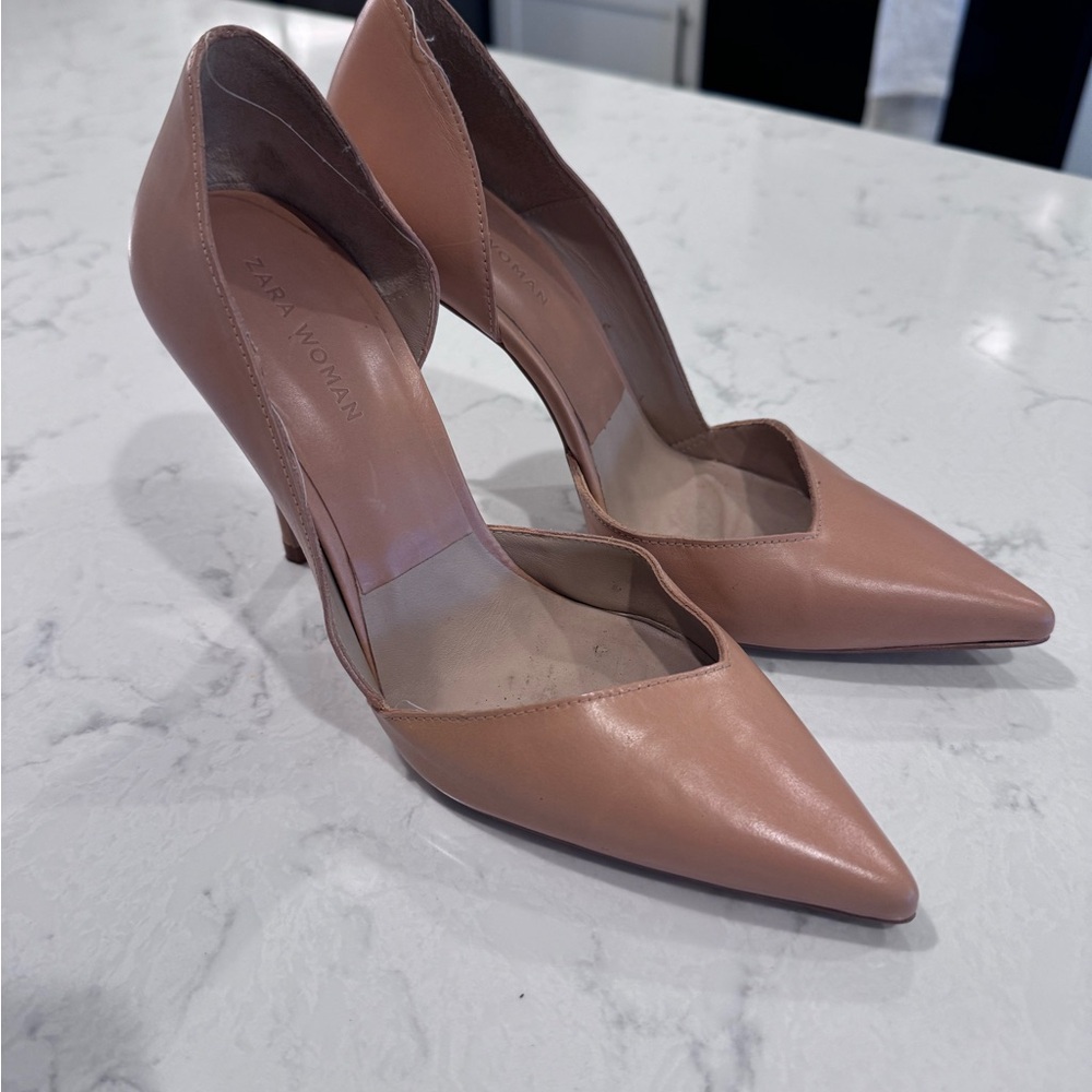 Zara Tan Pointed Toe Heels